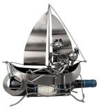 BRUBAKER Wine Bottle Holder 'Boat' - Table Top Metal Sculpture