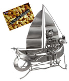 BRUBAKER Wine Bottle Holder 'Boat' - Table Top Metal Sculpture