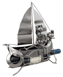 BRUBAKER Wine Bottle Holder 'Boat' - Table Top Metal Sculpture