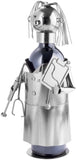 BRUBAKER Wine Bottle Holder Female Doctor - Metal Sculpture Bottle Stand - 7.9 inches - Wine Gift for Patients Female Specialist Medical Students for Study - with Greeting Card