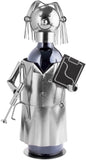 BRUBAKER Wine Bottle Holder Female Doctor - Metal Sculpture Bottle Stand - 7.9 inches - Wine Gift for Patients Female Specialist Medical Students for Study - with Greeting Card