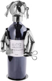 BRUBAKER Wine Bottle Holder Hair Stylist - Metal Sculpture Bottle Stand - 7.9 inches - Wine Gift for Hairdressers and Barbers - with Greeting Card
