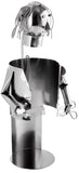 BRUBAKER Wine Bottle Holder Hair Stylist - Metal Sculpture Bottle Stand - 7.9 inches - Wine Gift for Hairdressers and Barbers - with Greeting Card