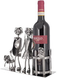 BRUBAKER Bottle Holder Wine - Couple with Dog - Decoration Object Metal - Bottle Stand with Greeting Card