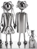 BRUBAKER Bottle Holder Wine - Couple with Dog - Decoration Object Metal - Bottle Stand with Greeting Card