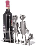 BRUBAKER Bottle Holder Wine - Couple with Dog - Decoration Object Metal - Bottle Stand with Greeting Card