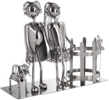 BRUBAKER Bottle Holder Wine - Couple with Dog - Decoration Object Metal - Bottle Stand with Greeting Card