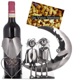 BRUBAKER Bottle Holder Wine - Couple on The Moon - Lovers Sculpture Metal - Bottle Stand with Greeting Card