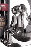 BRUBAKER Bottle Holder Wine - Couple on The Moon - Lovers Sculpture Metal - Bottle Stand with Greeting Card