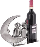 BRUBAKER Bottle Holder Wine - Couple on The Moon - Lovers Sculpture Metal - Bottle Stand with Greeting Card