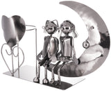 BRUBAKER Bottle Holder Wine - Couple on The Moon - Lovers Sculpture Metal - Bottle Stand with Greeting Card