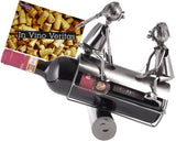 BRUBAKER Bottle Holder Couple on a Seesaw - Metal Rocker with Bottle Stand - with Greeting Card
