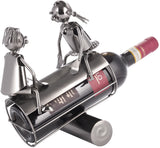 BRUBAKER Bottle Holder Couple on a Seesaw - Metal Rocker with Bottle Stand - with Greeting Card