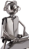 BRUBAKER Bottle Holder Couple on a Seesaw - Metal Rocker with Bottle Stand - with Greeting Card