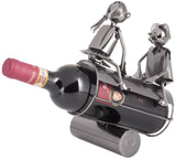BRUBAKER Bottle Holder Couple on a Seesaw - Metal Rocker with Bottle Stand - with Greeting Card