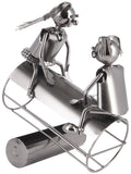 BRUBAKER Bottle Holder Couple on a Seesaw - Metal Rocker with Bottle Stand - with Greeting Card