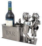 BRUBAKER Wine Bottle Holder 'Couple in Bar' - Table Top Metal Sculpture