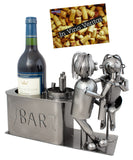 BRUBAKER Wine Bottle Holder 'Couple in Bar' - Table Top Metal Sculpture