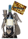 BRUBAKER Wine Bottle Holder 'Wedding Couple' - Table Top Metal Sculpture