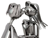 BRUBAKER Wine Bottle Holder 'Couple on Bike' - Table Top Metal Sculpture