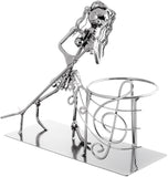 BRUBAKER Wine Bottle Holder Singer - Metal Sculpture Bottle Stand - 7.5 Inches - Wine Gift for Musicians and Music Fans - with Greeting Card