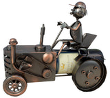 BRUBAKER Wine Bottle Holder Farmer's Tractor - Table Top Metal Sculpture