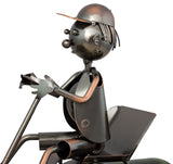 BRUBAKER Wine Bottle Holder Farmer's Tractor - Table Top Metal Sculpture