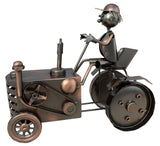BRUBAKER Wine Bottle Holder Farmer's Tractor - Table Top Metal Sculpture