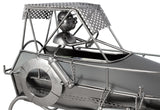 BRUBAKER Wine Bottle Holder 'Motor Boat' - Table Top Metal Sculpture - with Greeting Card