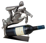 BRUBAKER Wine Bottle Holder 'Horse Riding' - Table Top Metal Sculpture