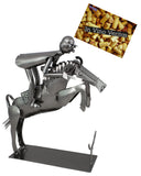 BRUBAKER Wine Bottle Holder 'Horse Riding' - Table Top Metal Sculpture