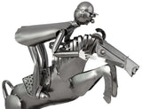 BRUBAKER Wine Bottle Holder 'Horse Riding' - Table Top Metal Sculpture
