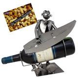 BRUBAKER Wine Bottle Holder 'Surfer' - Table Top Metal Sculpture