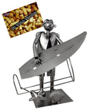 BRUBAKER Wine Bottle Holder 'Surfer' - Table Top Metal Sculpture