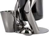 BRUBAKER Wine Bottle Holder 'Smiling Fisherman' - Table Top Metal Sculpture - with Greeting Card