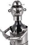BRUBAKER Wine Bottle Holder 'Smiling Fisherman' - Table Top Metal Sculpture - with Greeting Card