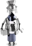 BRUBAKER Wine Bottle Holder Nurse - Metal Sculpture Bottle Stand - 9.1 Inches - Wine Gift Also for Health Nurse Nurse - with Greeting Card