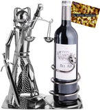 BRUBAKER Wine Bottle Holder Lady Justice with Snake - Metal Sculpture Bottle Stand - Metal Figure Wine Gift for Lawyer, Judge, Law Firm - with Greeting Card