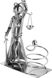 BRUBAKER Wine Bottle Holder Lady Justice with Snake - Metal Sculpture Bottle Stand - Metal Figure Wine Gift for Lawyer, Judge, Law Firm - with Greeting Card