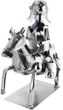 BRUBAKER Wine Bottle Holder Rider - Metal Sculpture Bottle Stand - 16.9 inches Metal Figure Wine Gift for Horse and Equestrian Fans with Greeting Card