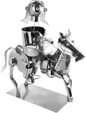 BRUBAKER Wine Bottle Holder Rider - Metal Sculpture Bottle Stand - 16.9 inches Metal Figure Wine Gift for Horse and Equestrian Fans with Greeting Card