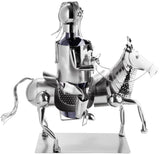 BRUBAKER Wine Bottle Holder Rider - Metal Sculpture Bottle Stand - 16.9 inches Metal Figure Wine Gift for Horse and Equestrian Fans with Greeting Card