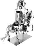 BRUBAKER Wine Bottle Holder Rider - Metal Sculpture Bottle Stand - 16.9 inches Metal Figure Wine Gift for Horse and Equestrian Fans with Greeting Card
