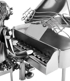 BRUBAKER Wine Bottle Holder Pianist Piano Player with Piano - Metal Sculpture Bottle Stand - 8.7 Inches - Wine Gift for Piano Fans - with Greeting Card