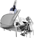 BRUBAKER Wine Bottle Holder Pianist Piano Player with Piano - Metal Sculpture Bottle Stand - 8.7 Inches - Wine Gift for Piano Fans - with Greeting Card