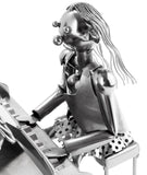 BRUBAKER Wine Bottle Holder Pianist Piano Player with Piano - Metal Sculpture Bottle Stand - 8.7 Inches - Wine Gift for Piano Fans - with Greeting Card
