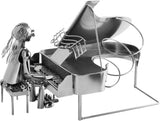 BRUBAKER Wine Bottle Holder Pianist Piano Player with Piano - Metal Sculpture Bottle Stand - 8.7 Inches - Wine Gift for Piano Fans - with Greeting Card