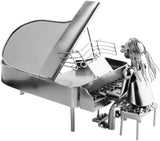 BRUBAKER Wine Bottle Holder Pianist Piano Player with Piano - Metal Sculpture Bottle Stand - 8.7 Inches - Wine Gift for Piano Fans - with Greeting Card