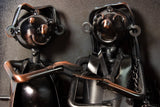 BRUBAKER Wine Bottle Holder Couple on Bench - Wall Mountable - 3 Glass Holders