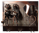 BRUBAKER Wine Bottle Holder Couple on Bench - Wall Mountable - 3 Glass Holders